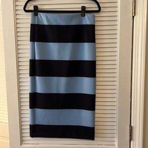 Zara blue striped knit a-line midi skirt.